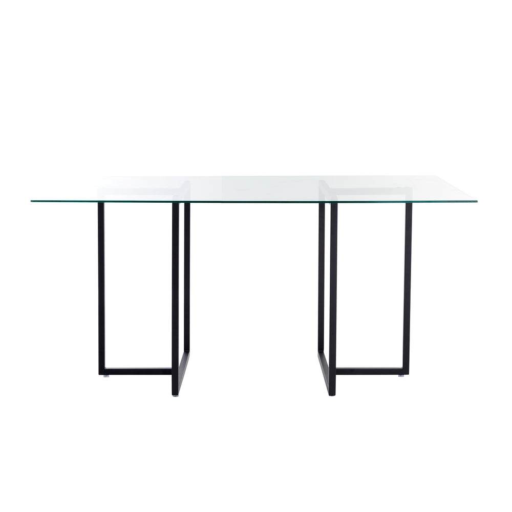 Legend 29x48-Inch Rectangular Table with Clear Tempered Glass Top and Steel Base in Matte Black