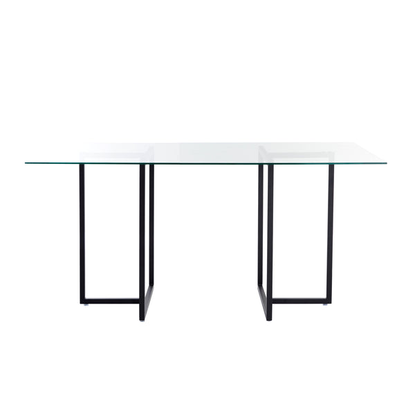 Legend 29x48-Inch Rectangular Table with Clear Tempered Glass Top and Steel Base in Matte Black