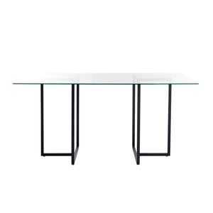 Legend 29x48-Inch Rectangular Table with Clear Tempered Glass Top and Steel Base in Matte Black