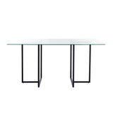 Legend 29x48-Inch Rectangular Table with Clear Tempered Glass Top and Steel Base in Matte Black