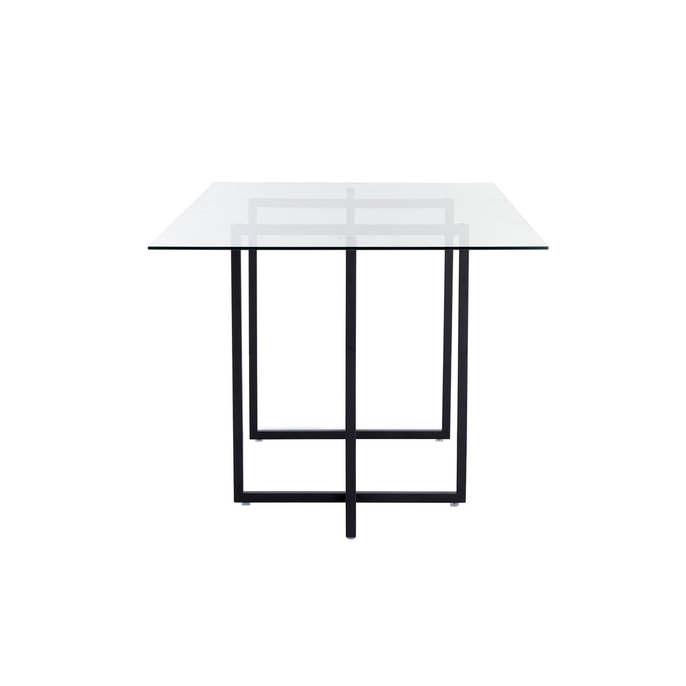 Legend 29x48-Inch Rectangular Table with Clear Tempered Glass Top and Steel Base in Matte Black