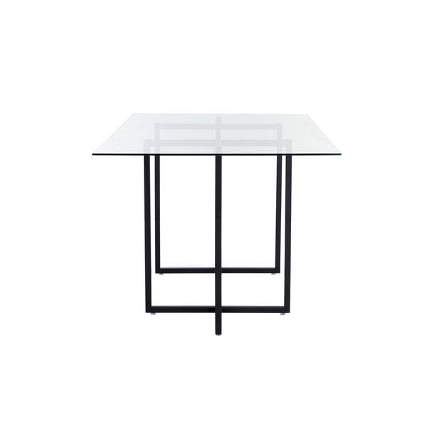 Legend 29x48-Inch Rectangular Table with Clear Tempered Glass Top and Steel Base in Matte Black