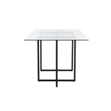 Legend 29x48-Inch Rectangular Table with Clear Tempered Glass Top and Steel Base in Matte Black