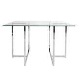 Legend 29x48-Inch Rectangular Table with Clear Tempered Glass Top and Chromed Steel Base