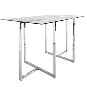 Legend 29x48-Inch Rectangular Table with Clear Tempered Glass Top and Chromed Steel Base