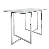 Legend 29x48-Inch Rectangular Table with Clear Tempered Glass Top and Chromed Steel Base