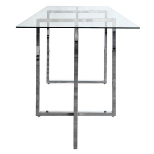 Legend 29x48-Inch Rectangular Table with Clear Tempered Glass Top and Chromed Steel Base