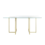 Legend 29x48-Inch Rectangular Table with Clear Tempered Glass Top and Steel Base in Matte Brushed Gold