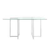 Legend 29x48-Inch Rectangular Table with Clear Tempered Glass Top and Brushed Stainless Steel Base