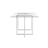 Legend 29x48-Inch Rectangular Table with Clear Tempered Glass Top and Brushed Stainless Steel Base