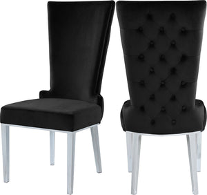 Serafina Velvet / Engineered Wood / Metal / Foam Contemporary Black Velvet Dining Chair - 20.5" W x 26" D x 45" H