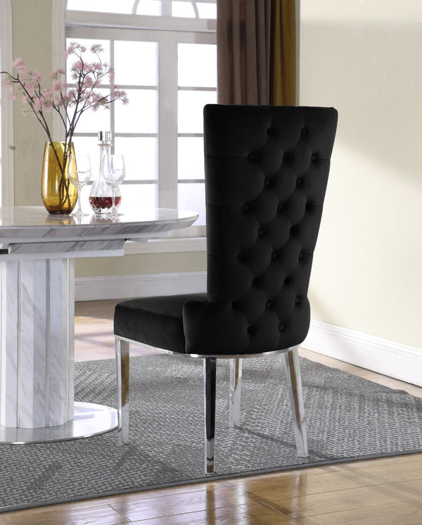 Serafina Velvet / Engineered Wood / Metal / Foam Contemporary Black Velvet Dining Chair - 20.5" W x 26" D x 45" H