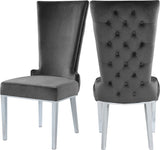 Serafina Velvet / Engineered Wood / Metal / Foam Contemporary Grey Velvet Dining Chair - 20.5" W x 26" D x 45" H