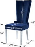 Serafina Velvet / Engineered Wood / Metal / Foam Contemporary Navy Velvet Dining Chair - 20.5" W x 26" D x 45" H