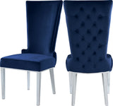 Serafina Velvet / Engineered Wood / Metal / Foam Contemporary Navy Velvet Dining Chair - 20.5" W x 26" D x 45" H