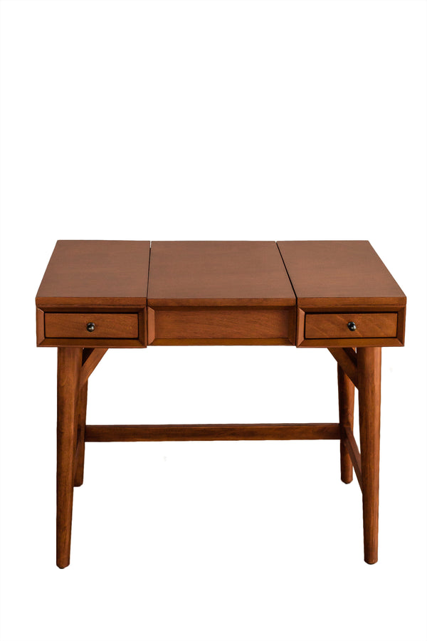 Alpine Furniture Flynn Bedroom Vanity, Acorn 966-19 Acorn Mahogany Solids & Okoume Veneer 36 x 22 x 30