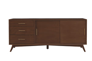 Alpine Furniture Flynn Large TV Console, Walnut 966WAL-10 Walnut Mahogany Solids & Veneer 64 x 19 x 27