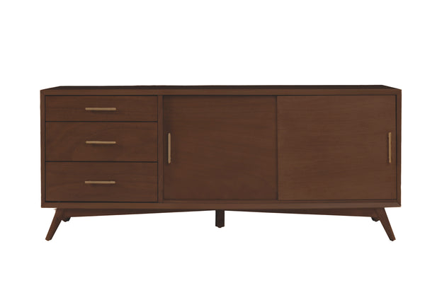 Alpine Furniture Flynn Large TV Console, Walnut 966WAL-10 Walnut Mahogany Solids & Veneer 64 x 19 x 27