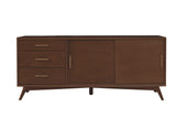 Alpine Furniture Flynn Large TV Console, Walnut 966WAL-10 Walnut Mahogany Solids & Veneer 64 x 19 x 27