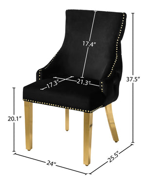 Tuft Velvet / Engineered Wood / Stainless Steel / Foam Contemporary Black Velvet Dining Chair - 24" W x 25.5" D x 37.5" H