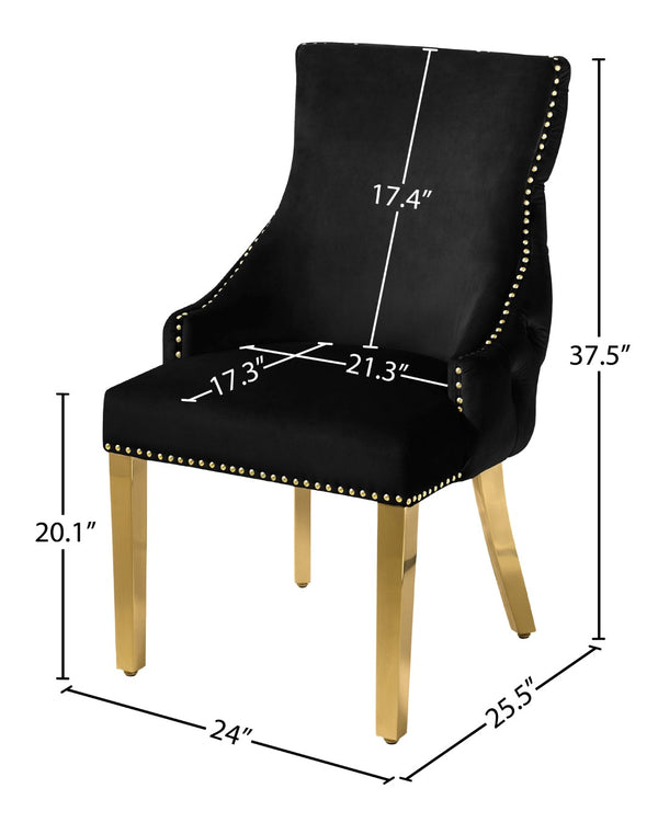 Tuft Velvet / Engineered Wood / Stainless Steel / Foam Contemporary Black Velvet Dining Chair - 24" W x 25.5" D x 37.5" H