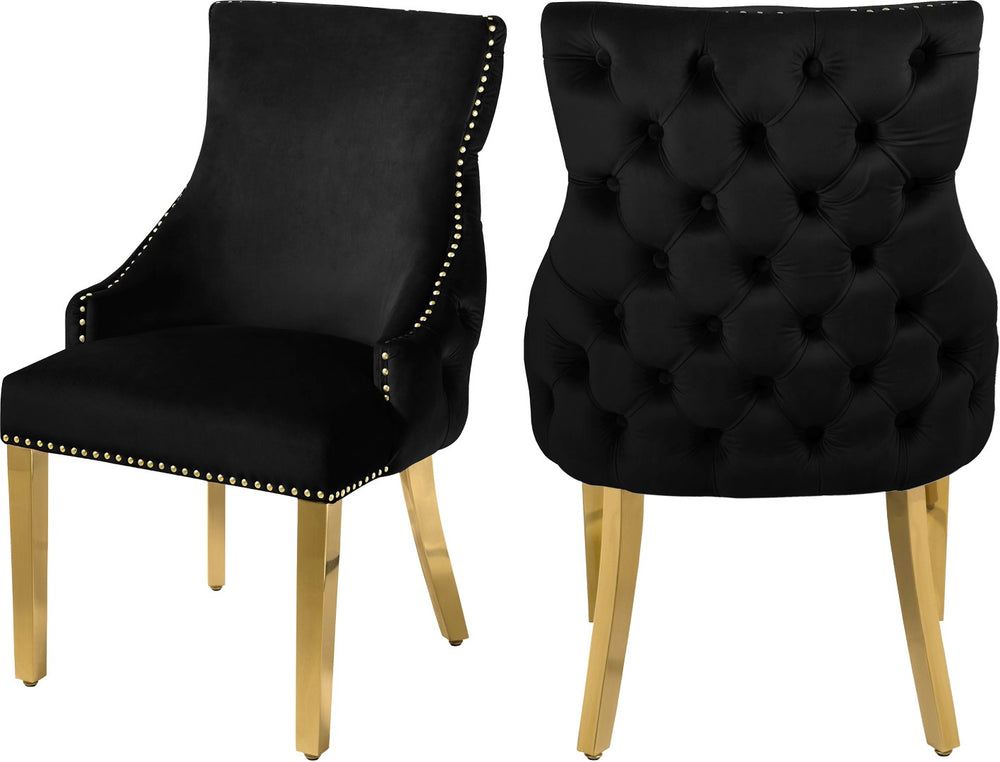Tuft Velvet / Engineered Wood / Stainless Steel / Foam Contemporary Black Velvet Dining Chair - 24" W x 25.5" D x 37.5" H