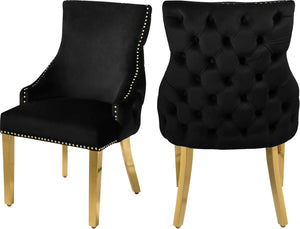 Tuft Velvet / Engineered Wood / Stainless Steel / Foam Contemporary Black Velvet Dining Chair - 24" W x 25.5" D x 37.5" H