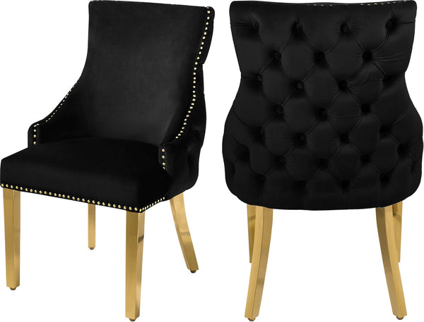 Tuft Velvet / Engineered Wood / Stainless Steel / Foam Contemporary Black Velvet Dining Chair - 24" W x 25.5" D x 37.5" H