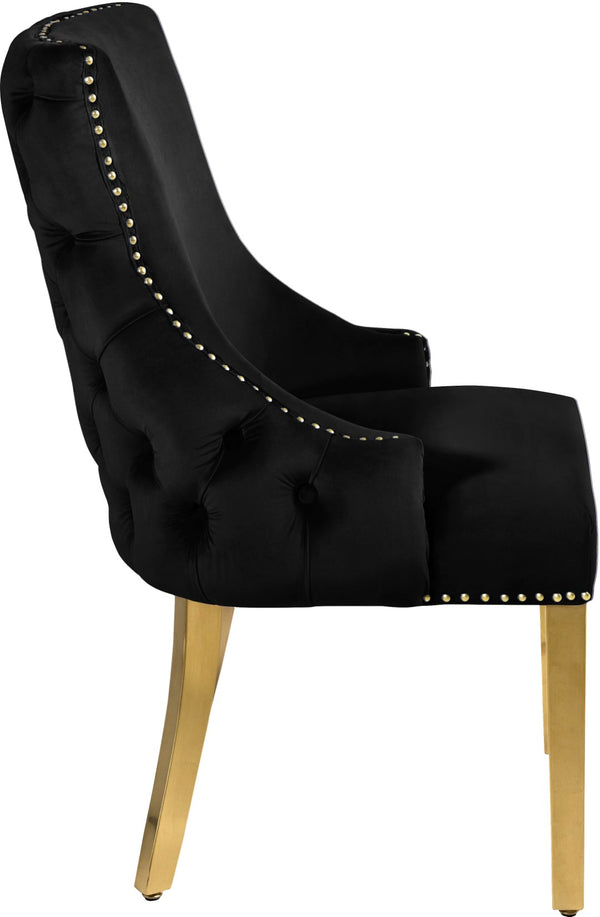 Tuft Velvet / Engineered Wood / Stainless Steel / Foam Contemporary Black Velvet Dining Chair - 24" W x 25.5" D x 37.5" H