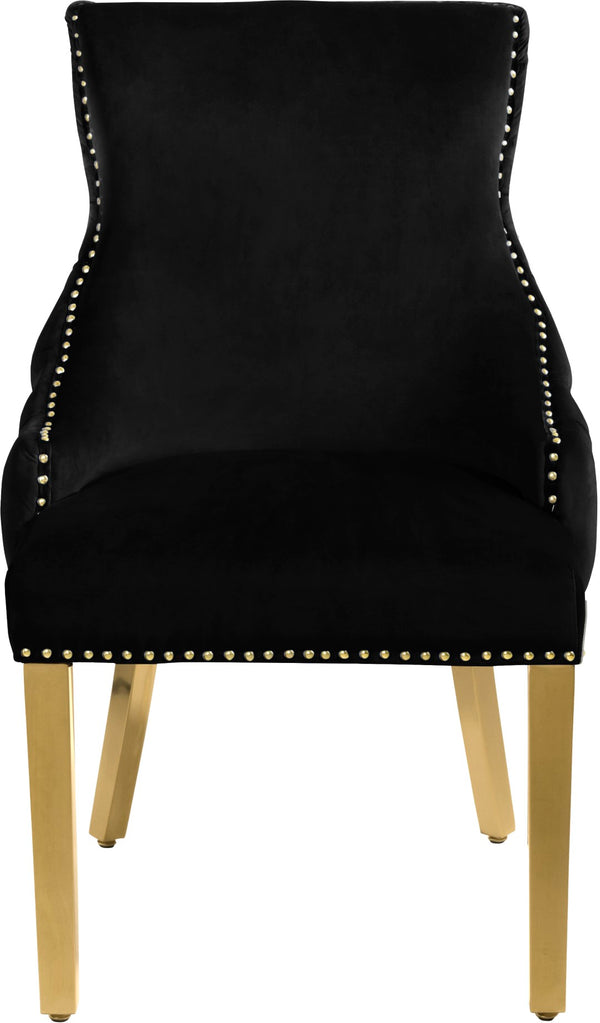 Tuft Velvet / Engineered Wood / Stainless Steel / Foam Contemporary Black Velvet Dining Chair - 24" W x 25.5" D x 37.5" H