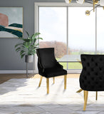 Tuft Velvet / Engineered Wood / Stainless Steel / Foam Contemporary Black Velvet Dining Chair - 24" W x 25.5" D x 37.5" H