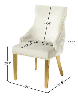 Tuft Velvet / Engineered Wood / Stainless Steel / Foam Contemporary Cream Velvet Dining Chair - 24" W x 25.5" D x 37.5" H