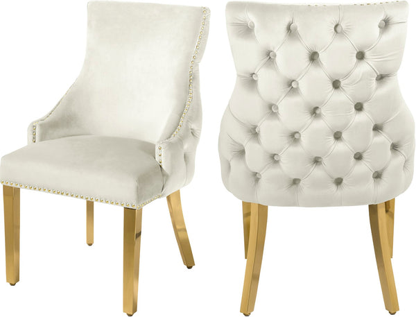 Tuft Velvet / Engineered Wood / Stainless Steel / Foam Contemporary Cream Velvet Dining Chair - 24" W x 25.5" D x 37.5" H