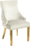 Tuft Velvet / Engineered Wood / Stainless Steel / Foam Contemporary Cream Velvet Dining Chair - 24" W x 25.5" D x 37.5" H
