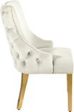 Tuft Velvet / Engineered Wood / Stainless Steel / Foam Contemporary Cream Velvet Dining Chair - 24" W x 25.5" D x 37.5" H