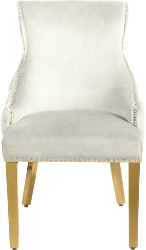 Tuft Velvet / Engineered Wood / Stainless Steel / Foam Contemporary Cream Velvet Dining Chair - 24" W x 25.5" D x 37.5" H