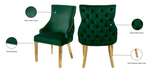 Tuft Velvet / Engineered Wood / Stainless Steel / Foam Contemporary Green Velvet Dining Chair - 24" W x 25.5" D x 37.5" H