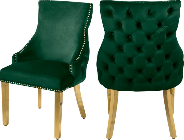Tuft Velvet / Engineered Wood / Stainless Steel / Foam Contemporary Green Velvet Dining Chair - 24" W x 25.5" D x 37.5" H