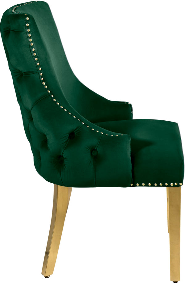 Tuft Velvet / Engineered Wood / Stainless Steel / Foam Contemporary Green Velvet Dining Chair - 24" W x 25.5" D x 37.5" H