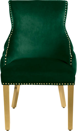 Tuft Velvet / Engineered Wood / Stainless Steel / Foam Contemporary Green Velvet Dining Chair - 24" W x 25.5" D x 37.5" H