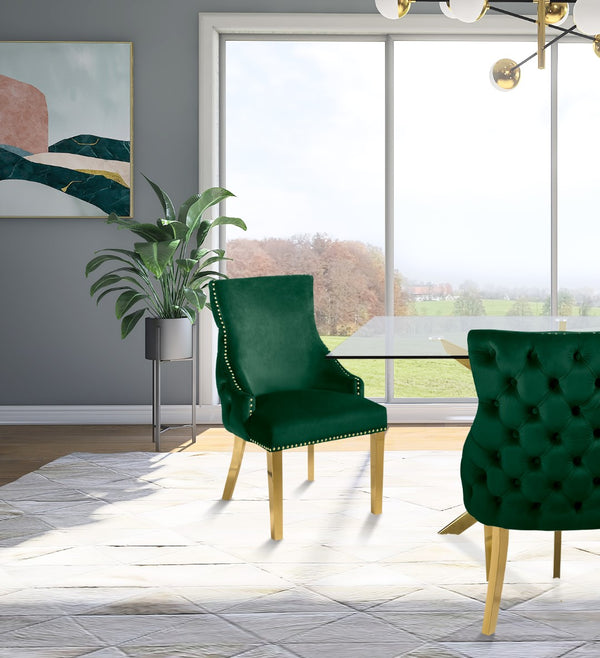 Tuft Velvet / Engineered Wood / Stainless Steel / Foam Contemporary Green Velvet Dining Chair - 24" W x 25.5" D x 37.5" H