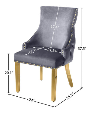 Tuft Velvet / Engineered Wood / Stainless Steel / Foam Contemporary Grey Velvet Dining Chair - 24" W x 25.5" D x 37.5" H