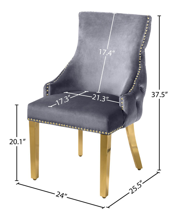 Tuft Velvet / Engineered Wood / Stainless Steel / Foam Contemporary Grey Velvet Dining Chair - 24" W x 25.5" D x 37.5" H