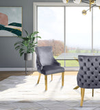 Tuft Velvet / Engineered Wood / Stainless Steel / Foam Contemporary Grey Velvet Dining Chair - 24" W x 25.5" D x 37.5" H