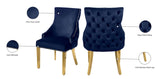 Tuft Velvet / Engineered Wood / Stainless Steel / Foam Contemporary Navy Velvet Dining Chair - 24" W x 25.5" D x 37.5" H