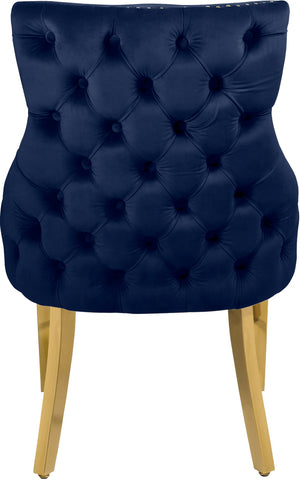 Tuft Velvet / Engineered Wood / Stainless Steel / Foam Contemporary Navy Velvet Dining Chair - 24" W x 25.5" D x 37.5" H