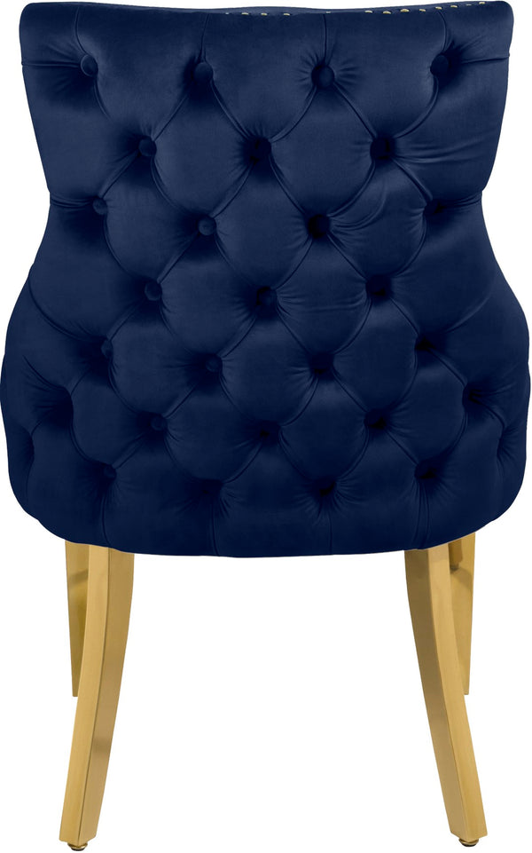 Tuft Velvet / Engineered Wood / Stainless Steel / Foam Contemporary Navy Velvet Dining Chair - 24" W x 25.5" D x 37.5" H