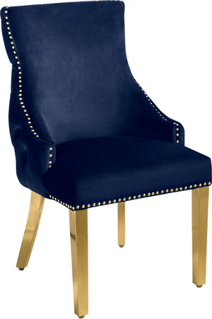 Tuft Velvet / Engineered Wood / Stainless Steel / Foam Contemporary Navy Velvet Dining Chair - 24" W x 25.5" D x 37.5" H