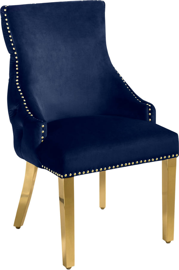 Tuft Velvet / Engineered Wood / Stainless Steel / Foam Contemporary Navy Velvet Dining Chair - 24" W x 25.5" D x 37.5" H