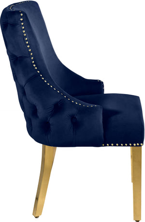 Tuft Velvet / Engineered Wood / Stainless Steel / Foam Contemporary Navy Velvet Dining Chair - 24" W x 25.5" D x 37.5" H